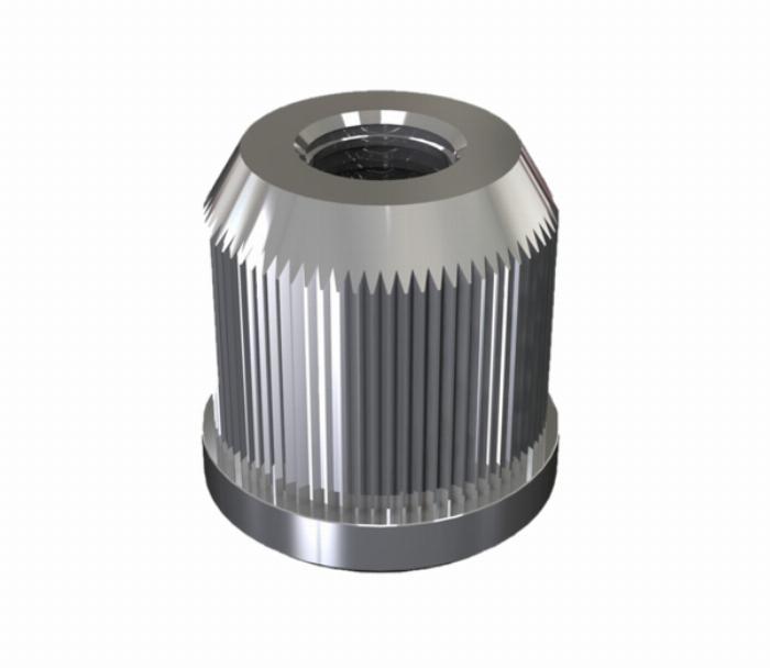 Inserto roscado M12 plateado para tubo de acero inoxidable de 1,1 mm
