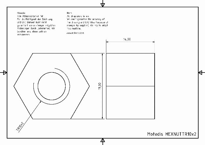 Tuerca trapezoidal TR10x2 derecha - hexagonal aluminio - beta