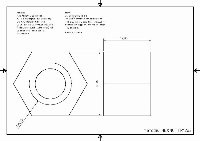 Tuerca trapezoidal TR12x3 derecha - hexagonal aluminio - beta