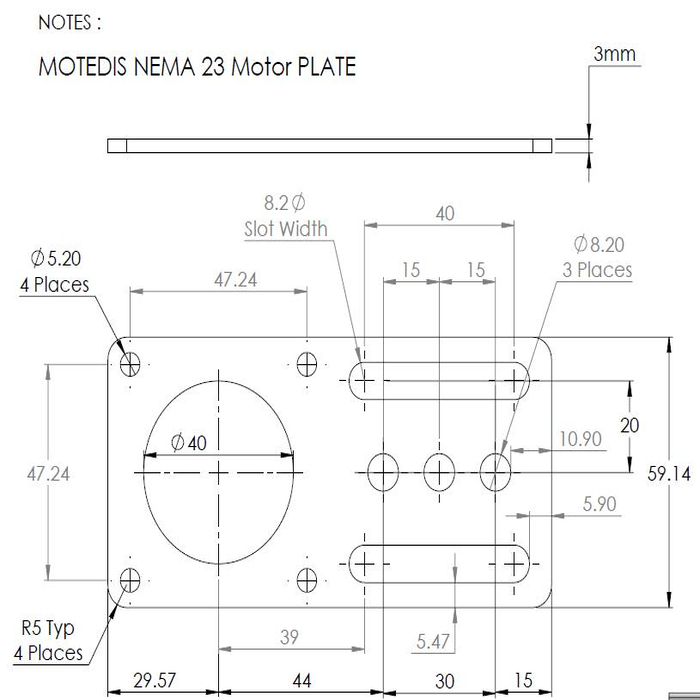 Placa soporte del motor NEMA 23, Laser cut