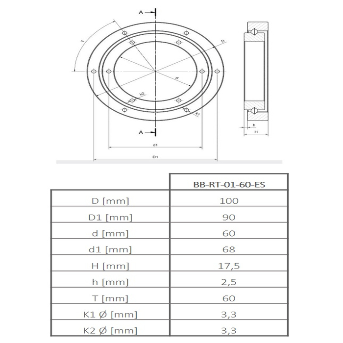 Anillo plástico giratorio de bolas xiros® BB-RT-01-60-ES