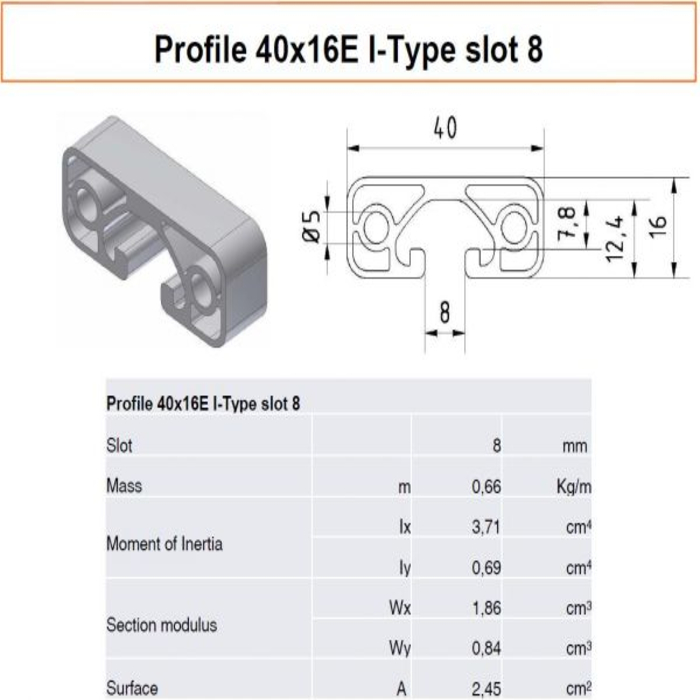 Profile 40x16L I-Type Slot 8