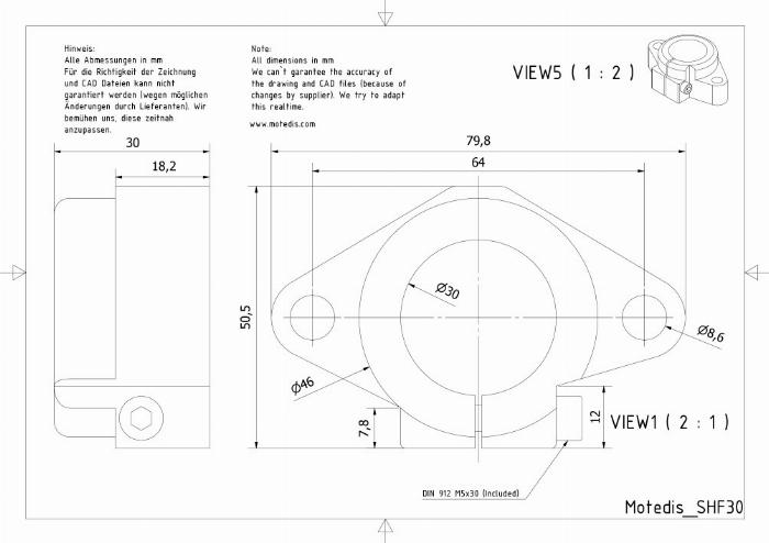 Soportes de eje de aluminio SHF30 para el montaje de ejes de precisión de diámetro 30 mm