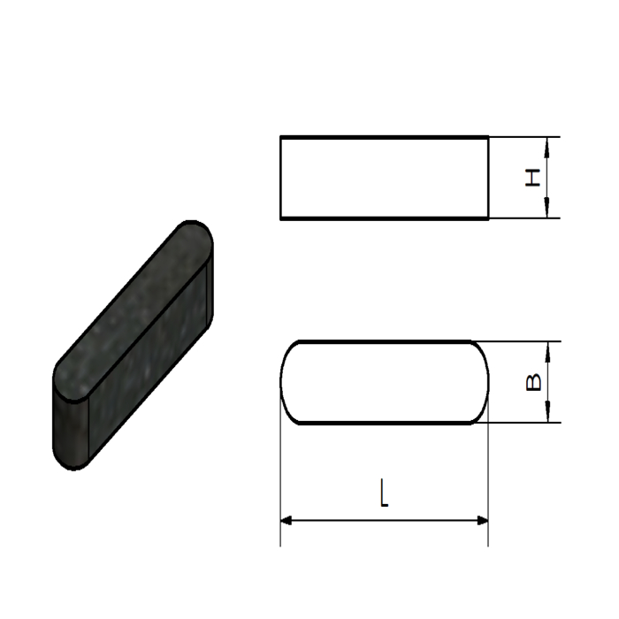Llave de pluma DIN 6885 forma A 3x3x16mm acero brillo